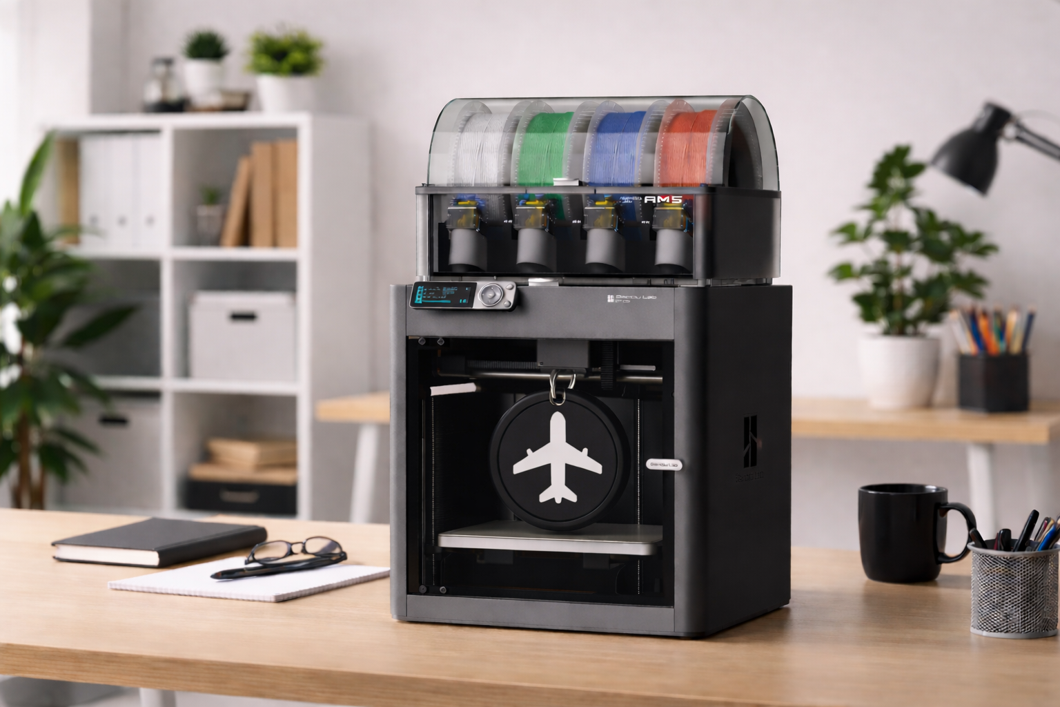 3D printer in the office setting printing the VC Connect Tag