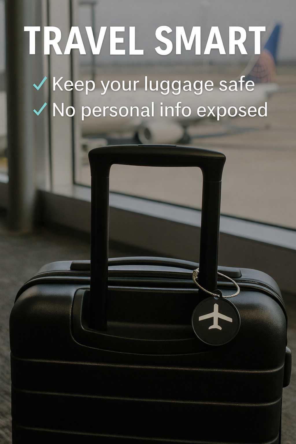 VC Connect Tag attached to rolling suitcase handle