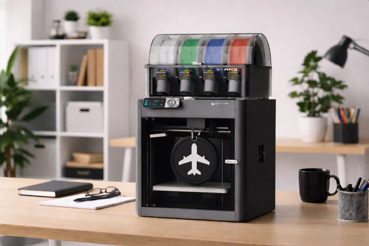 3D printer in the office setting printing the VC Connect Tag