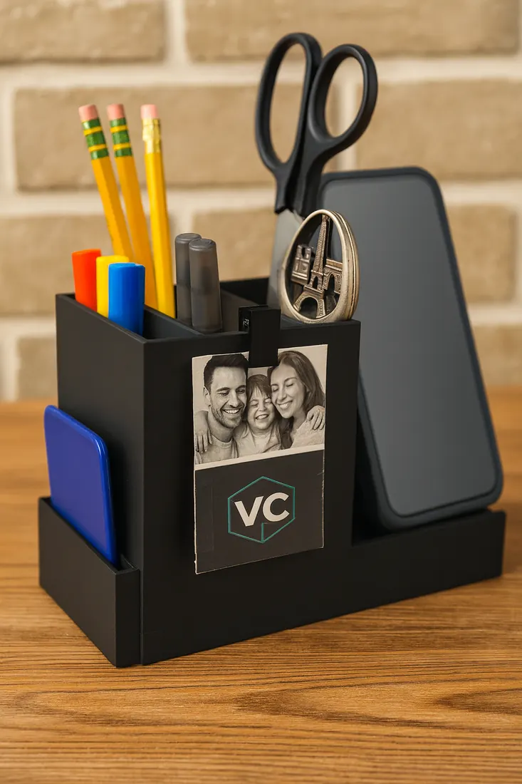 Custom 3D printed desk organizer with compartments