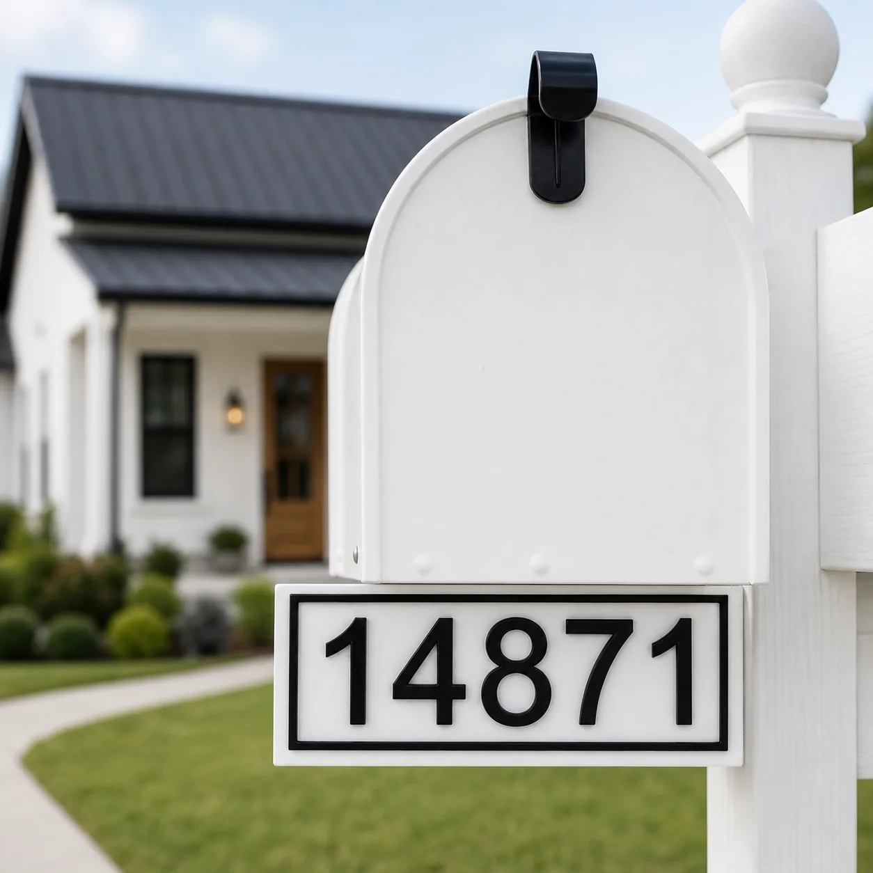 Personalized 3D printed mailbox number plaque with bold black numbers