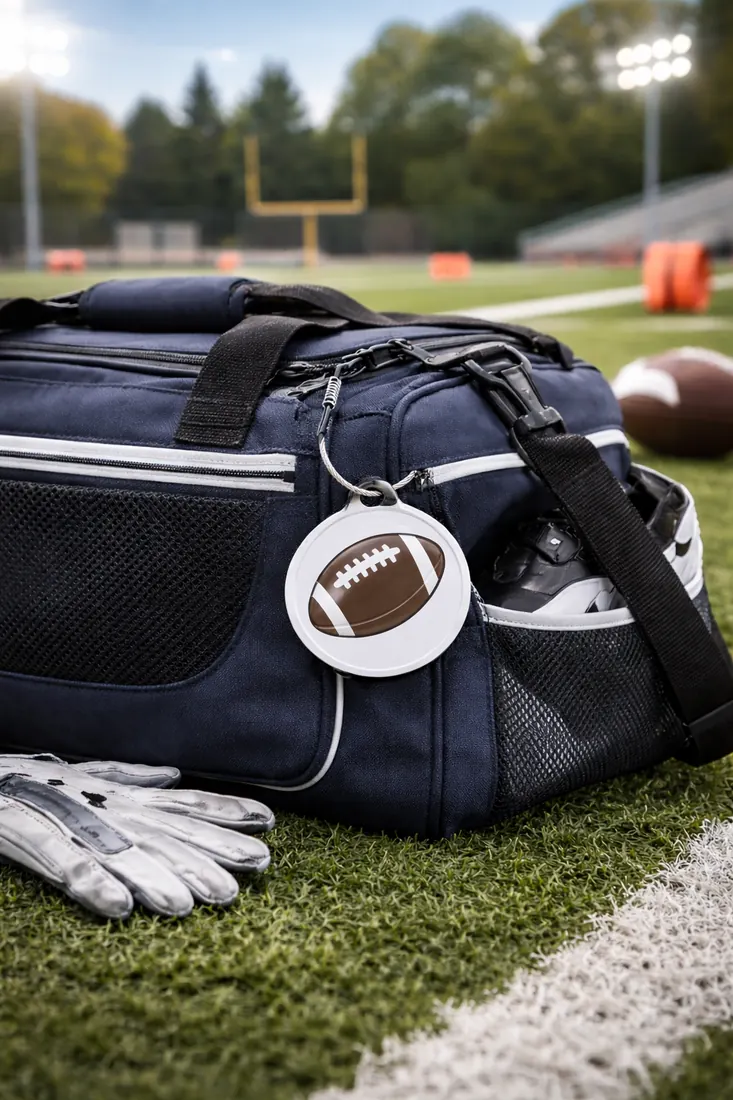 Sports or activity bag with VC Connect Tag attached