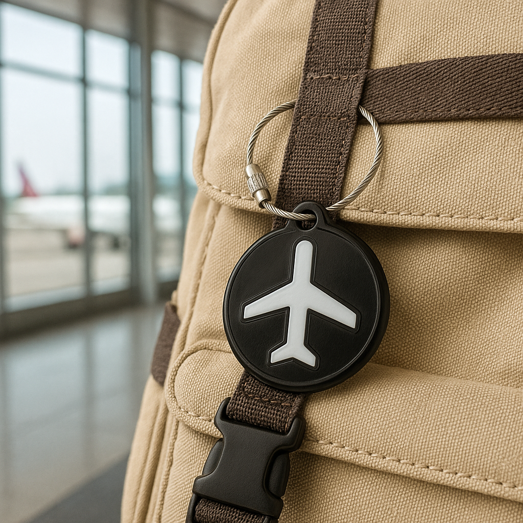 VC Connect Tag attached to everyday bag strap